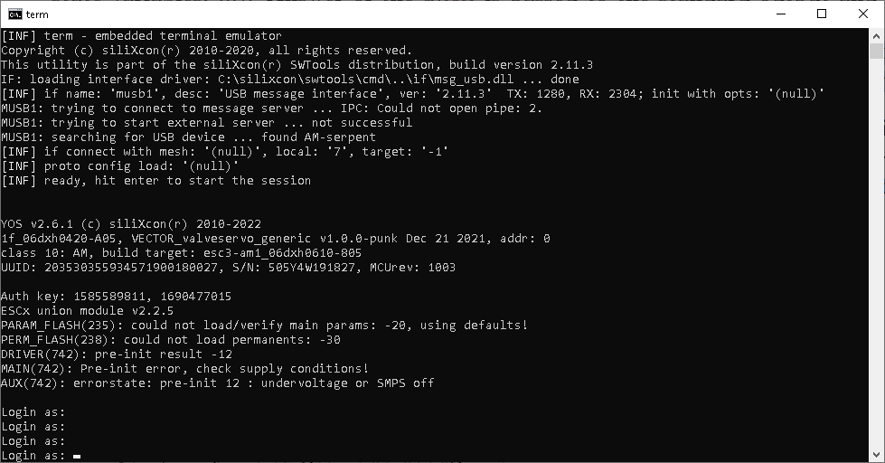 SWTools terminal - diagnostic console
